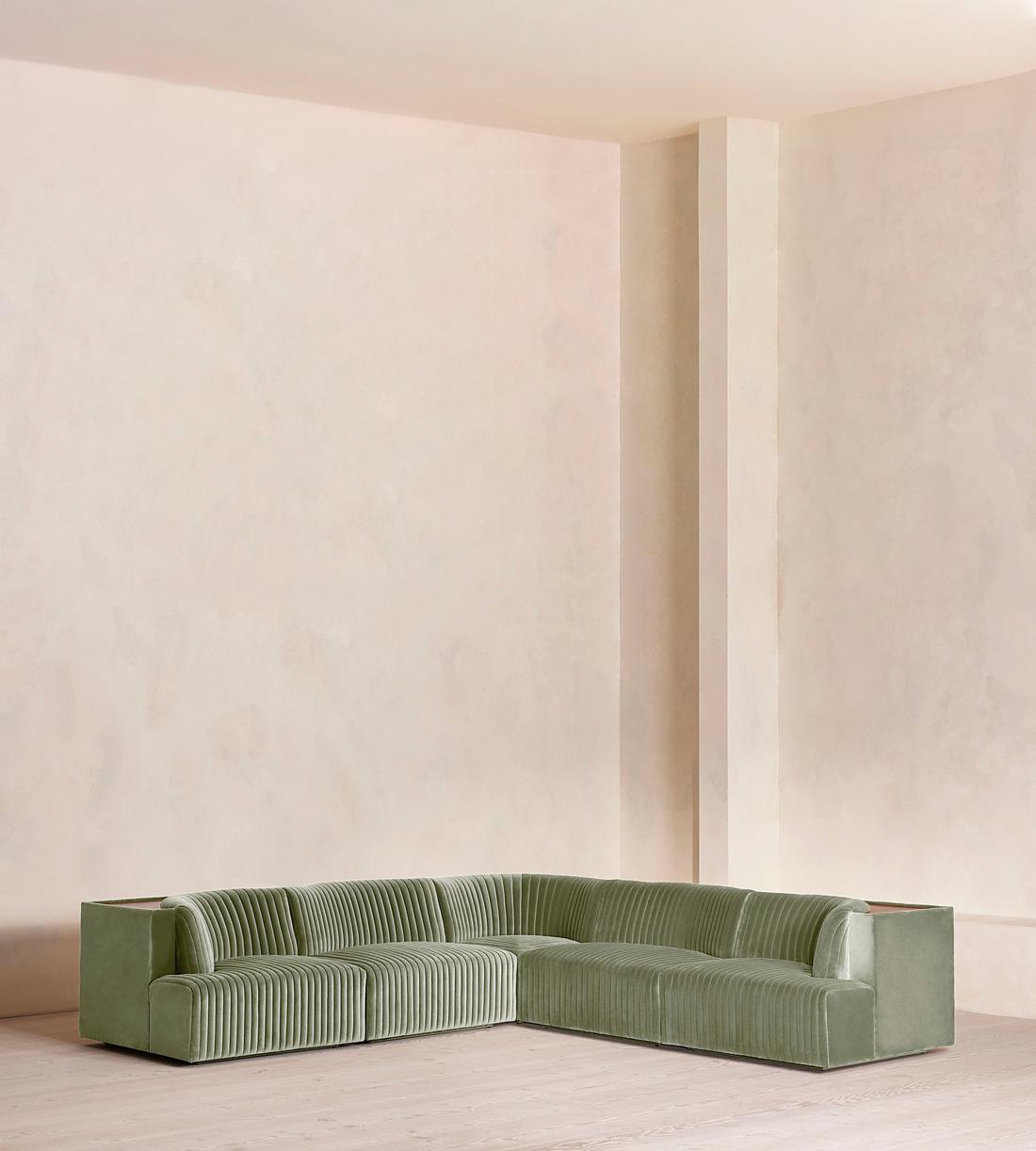 Hamish Sectional Sofa - Corner Sofa - Velvet - Seafoam US - Listing - Image 1