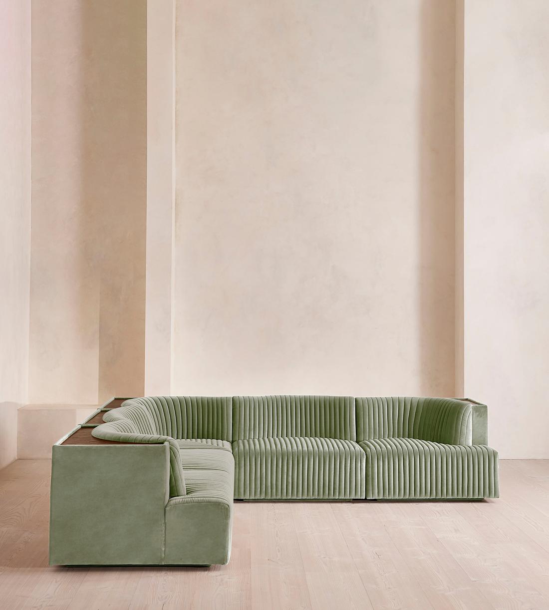 Hamish Sectional Sofa - Corner Sofa - Velvet - Seafoam US - Images - Image 3