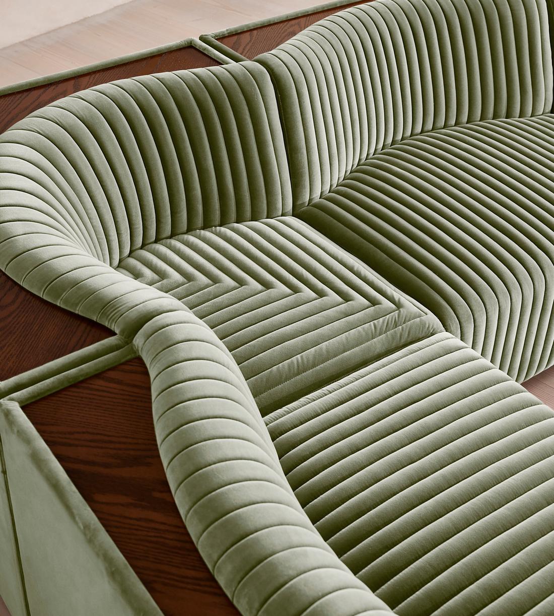 Hamish Sectional Sofa - Corner Sofa - Velvet - Seafoam US - Images - Image 5