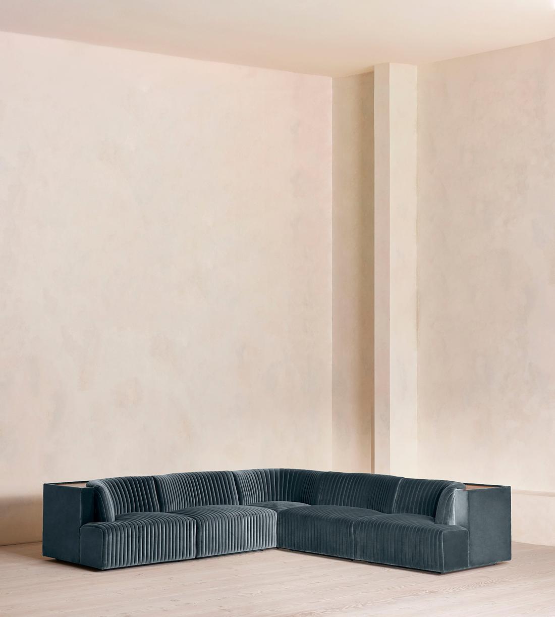 Hamish Modular Sofa - Corner Sofa - Velvet - Grey Blue - Listing - Image 1
