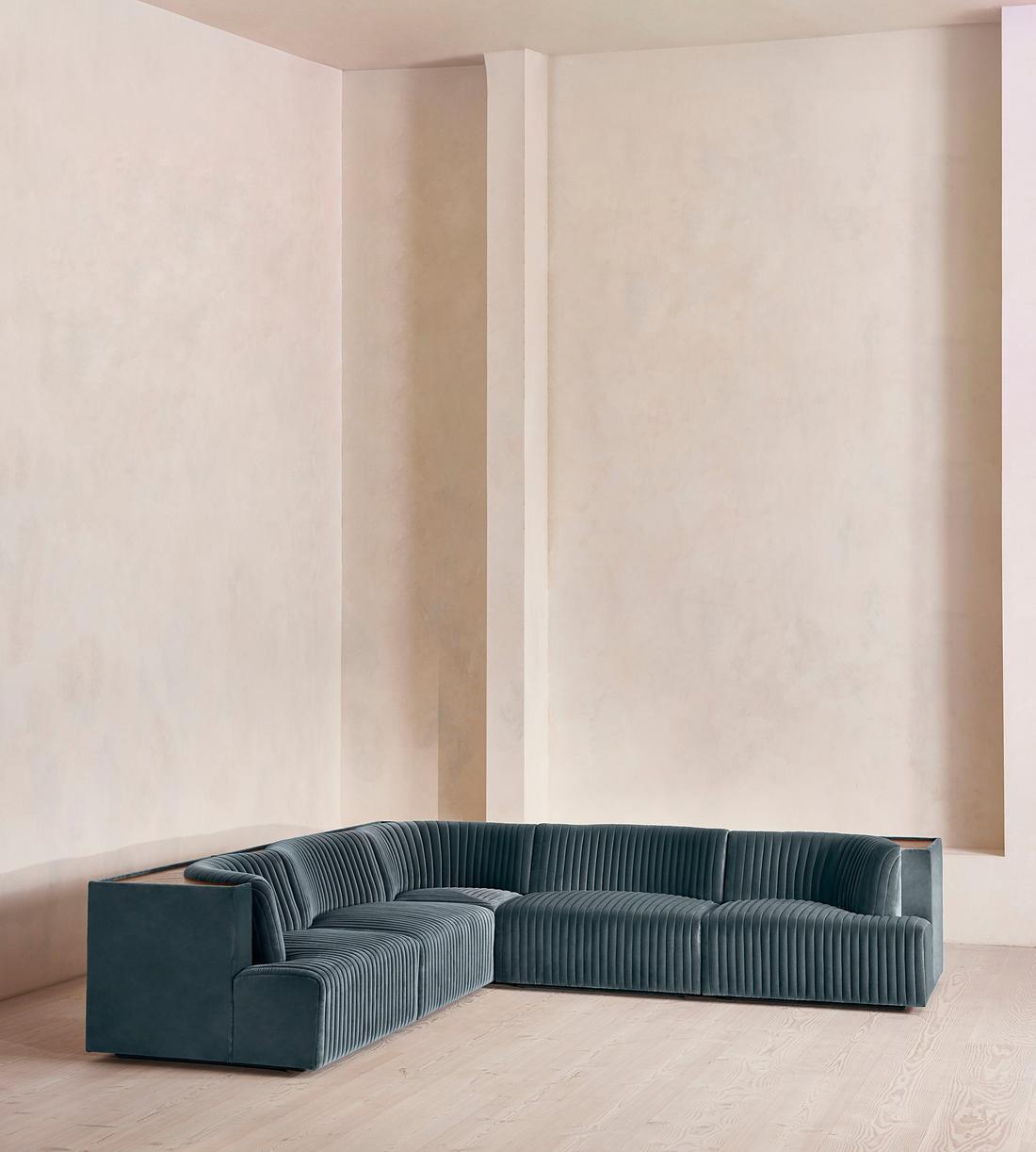 Hamish Modular Sofa - Corner Sofa - Velvet - Grey Blue - Listing - Image 2