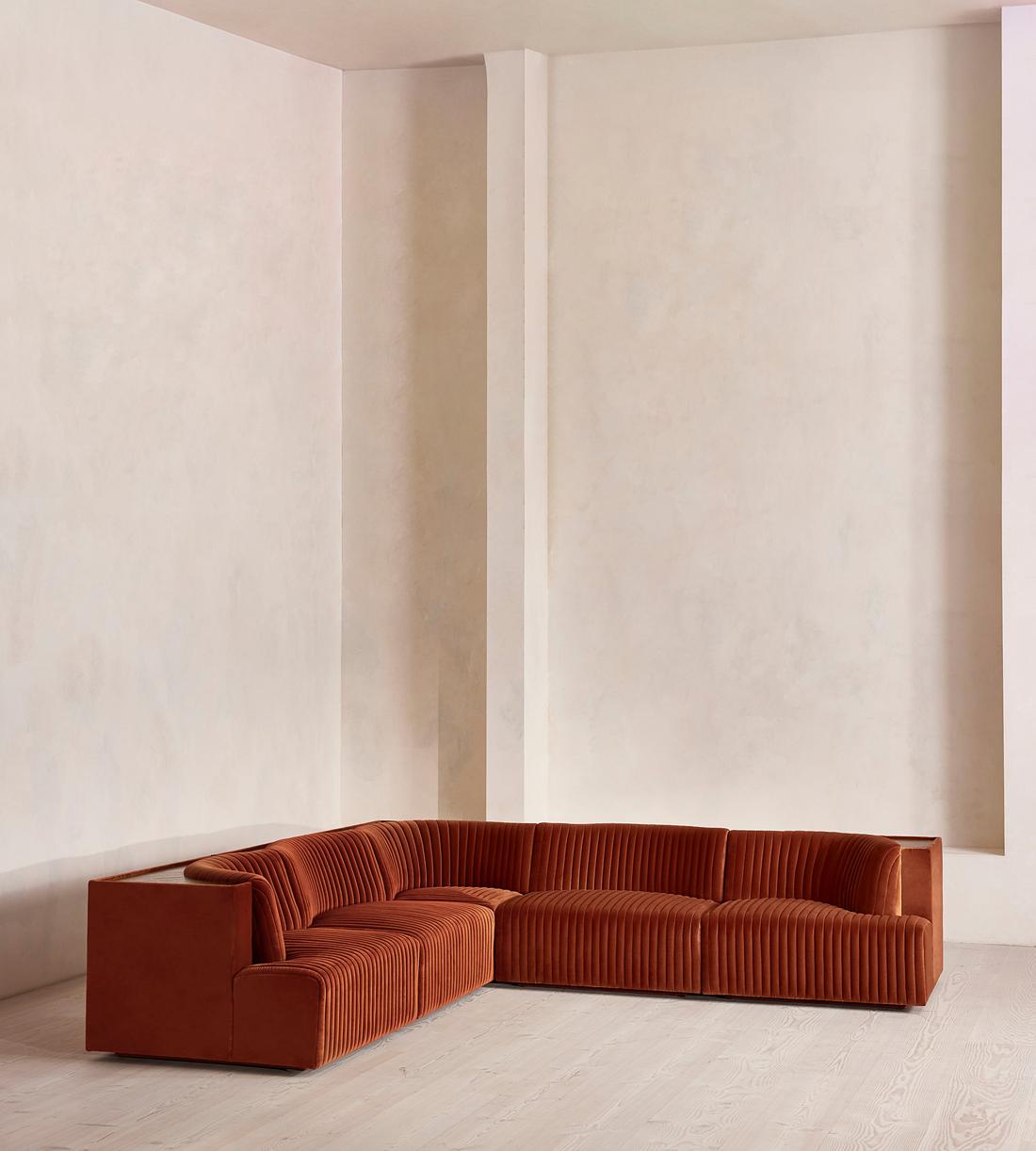 Hamish Modular Sofa - Corner Sofa - Velvet - Rust - Listing - Image 2