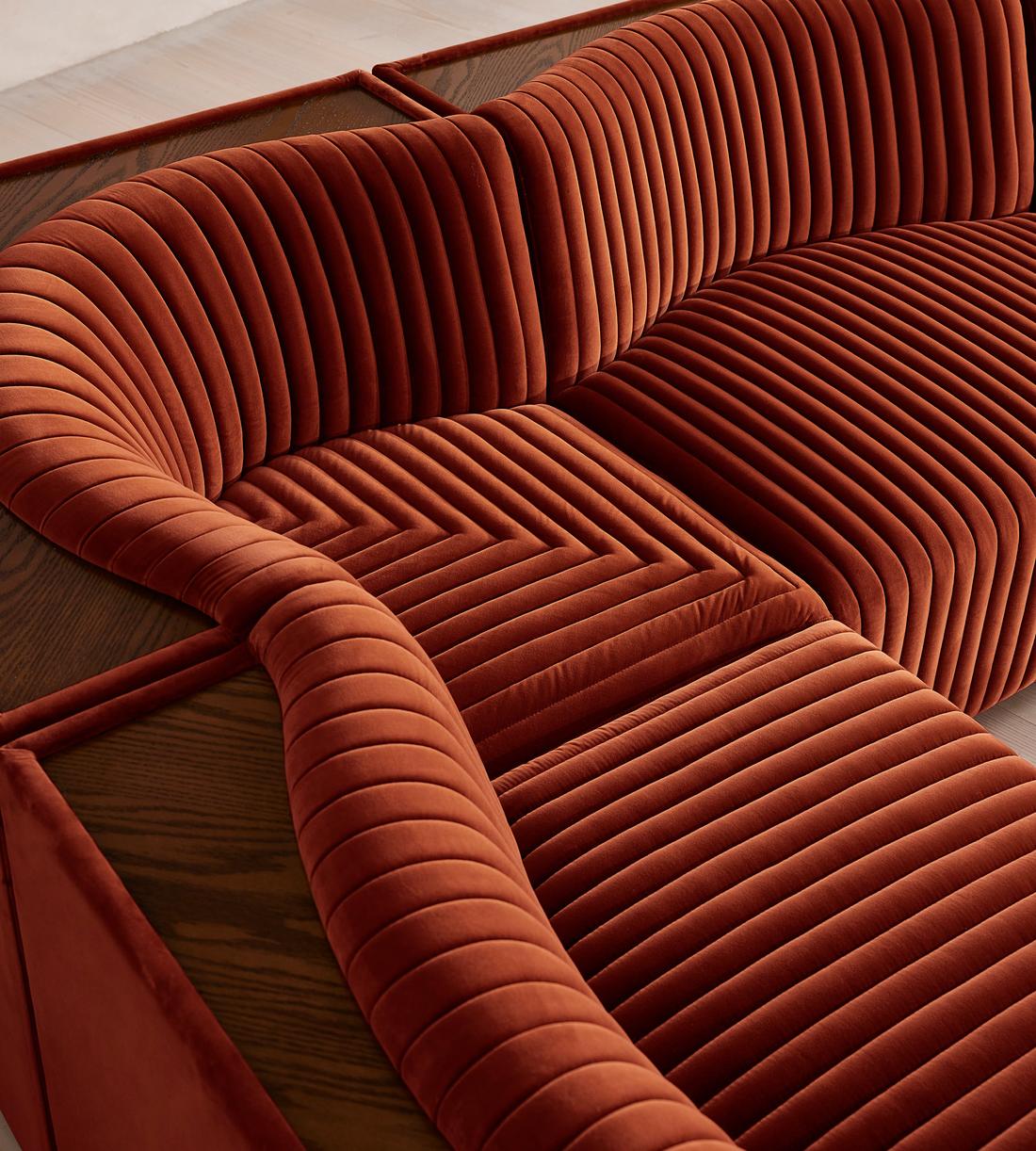 Hamish Modular Sofa - Corner Sofa - Velvet - Rust - Images - Image 6