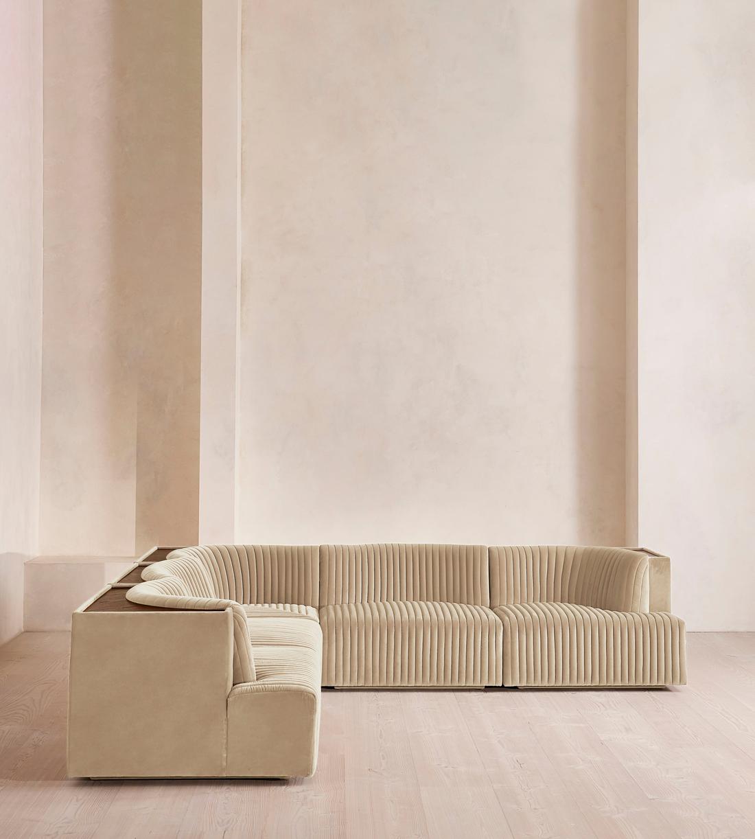 Hamish Sectional Sofa - Corner Sofa - Velvet - Oyster - US - Images - Image 3