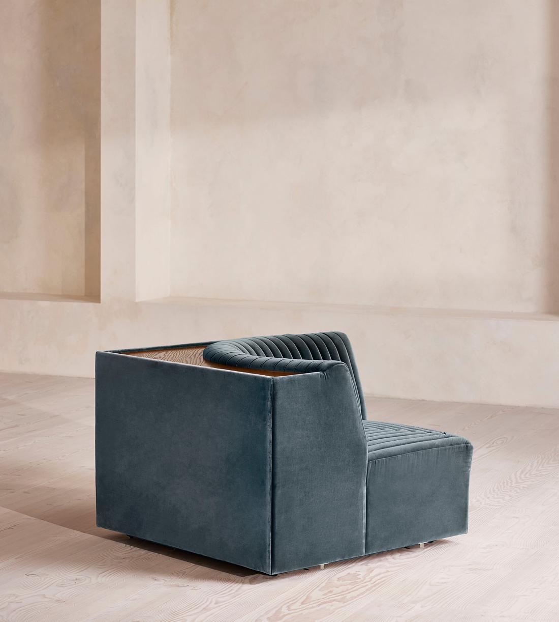 Hamish Modular Sofa - Left Arm Module - Velvet - Grey Blue - Image 9