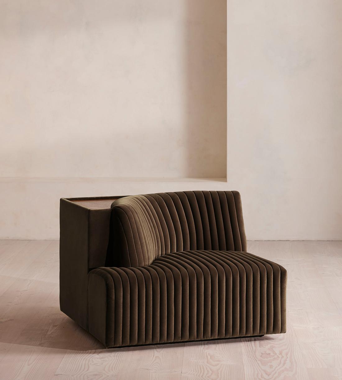 Hamish Modular Sofa - Left Arm Module - Velvet - Chocolate - Image 2