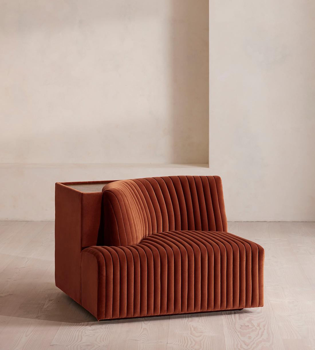 Hamish Sectional Sofa - Left Arm Module - Velvet - Rust - US - Image 2