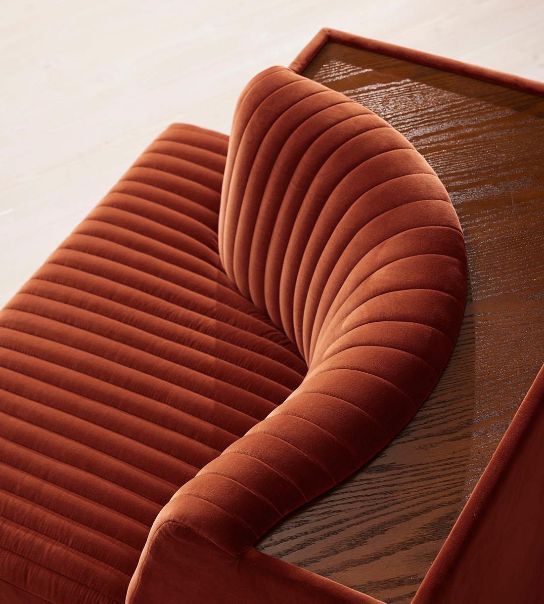 Hamish Sectional Sofa - Left Arm Module - Velvet - Rust - US - Image 5