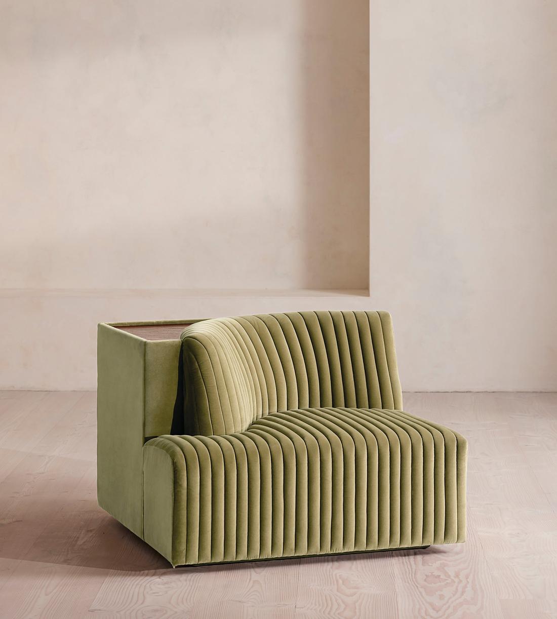 Hamish Sectional Sofa - Left Arm Module - Velvet - Lichen - US - Image 2