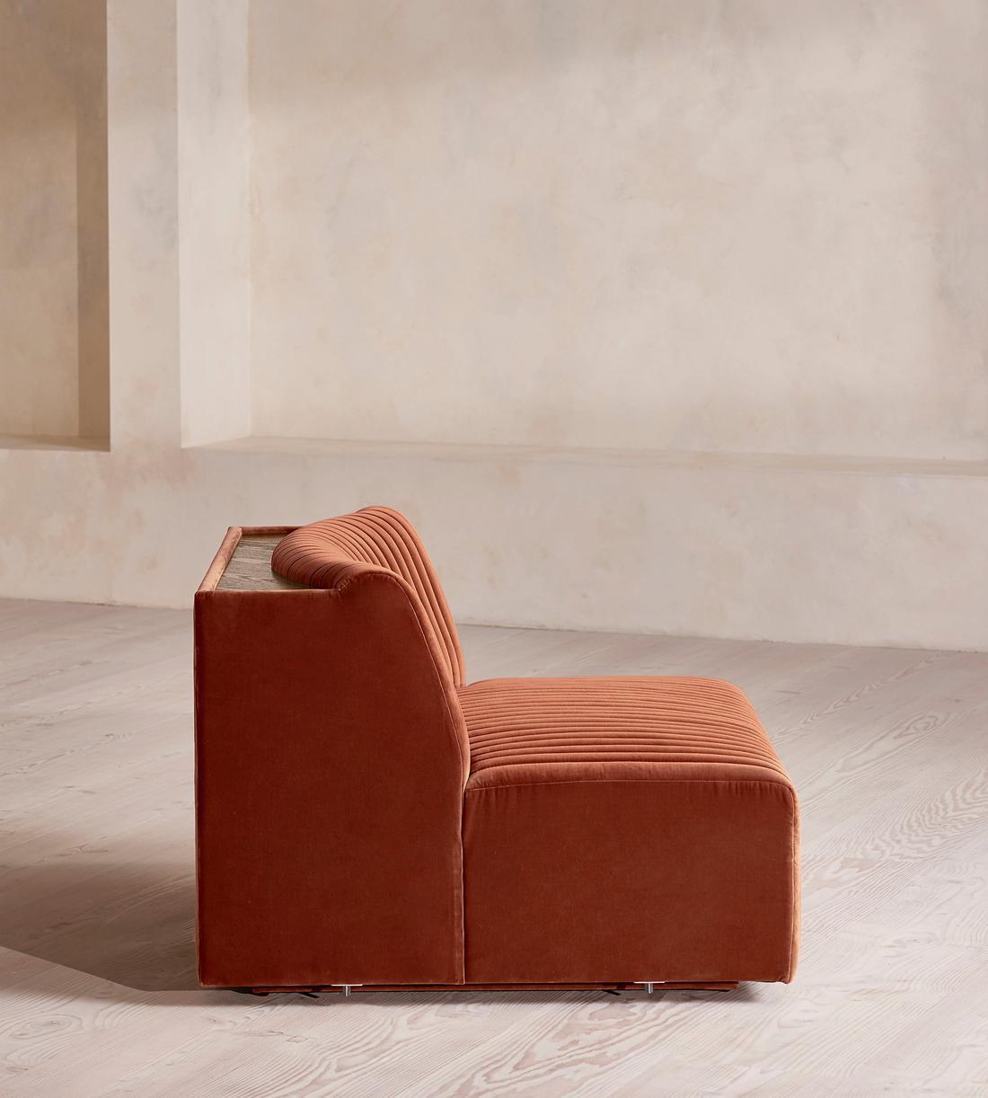 Hamish Sectional Sofa - Left Arm Module - Velvet - Rust - US - Image 7