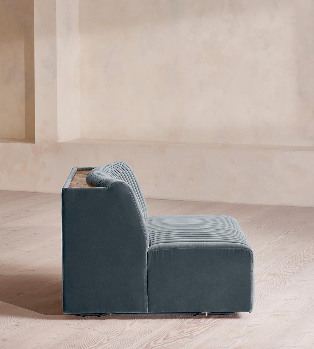 Hamish Modular Sofa - Left Arm Module - Velvet - Grey Blue - Image 8