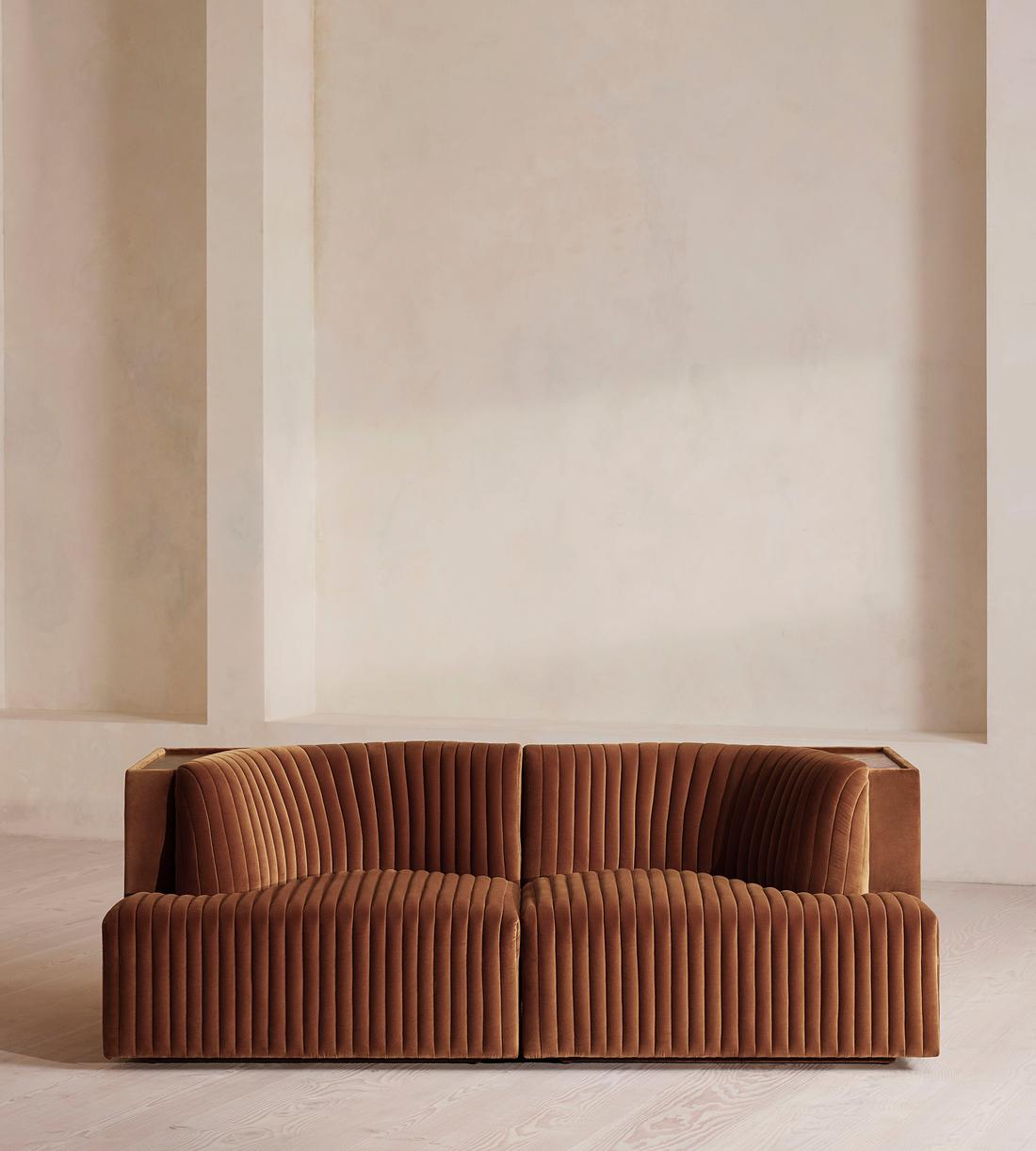 Hamish Sectional Sofa - Three Seater - Velvet - Cinnamon - US - Listing - Image 1