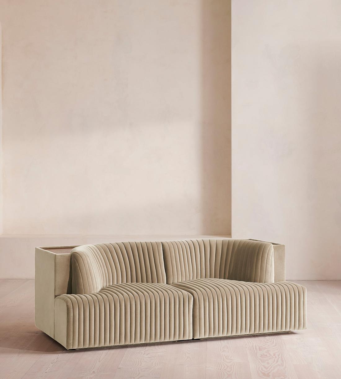 Hamish Modular Sofa - Three Seater - Velvet - Oyster - UK - Listing - Image 2