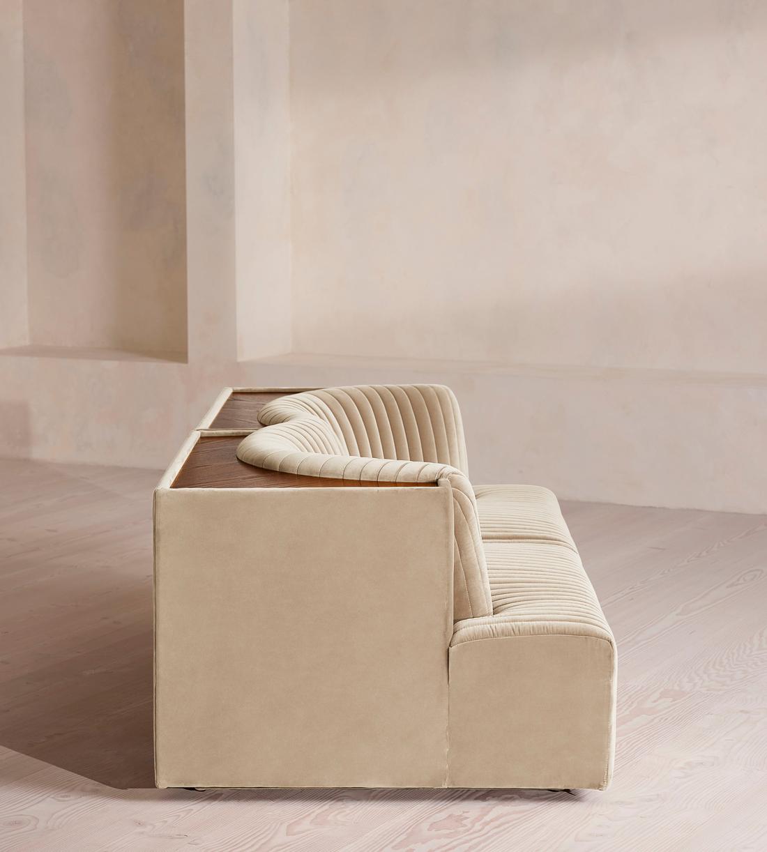 Hamish Sectional Sofa - Three Seater - Velvet - Oyster - US - Images - Image 3