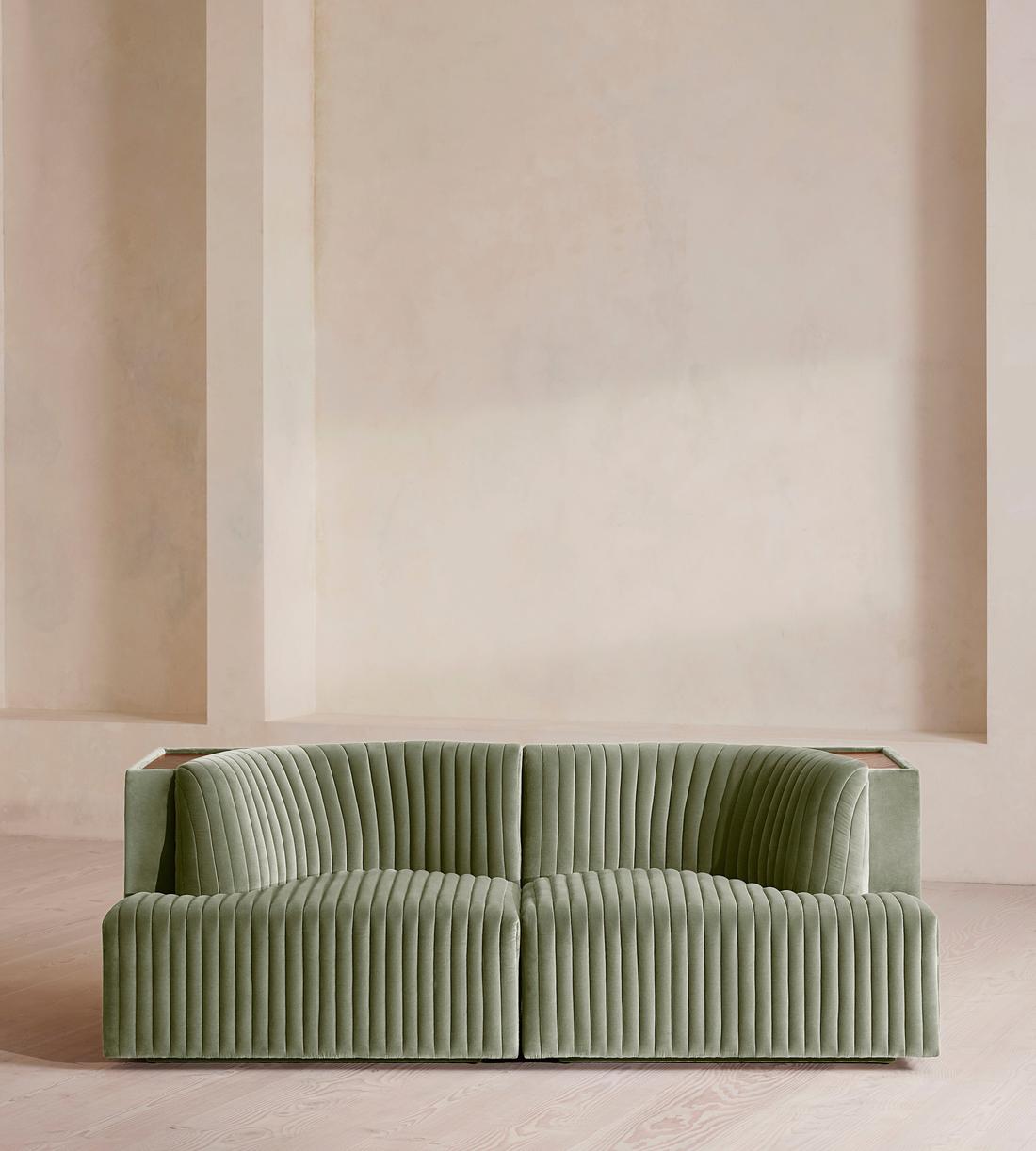 Hamish Modular Sofa - Three Seater - Velvet - Seafoam - UK - Listing - Image 1