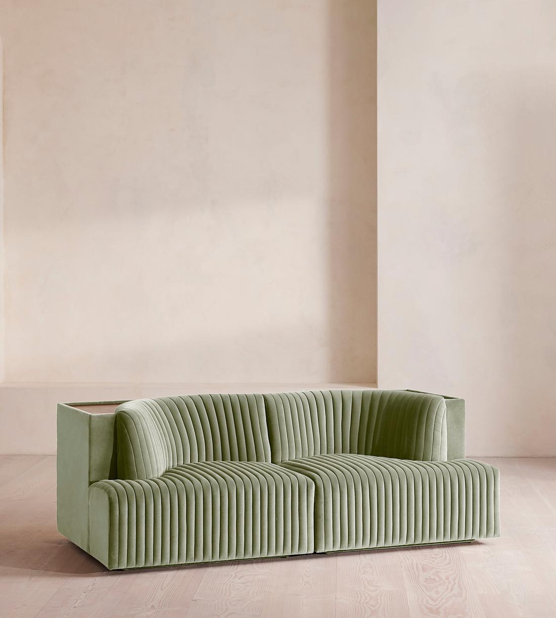 Hamish Modular Sofa - Three Seater - Velvet - Seafoam - UK - Listing - Image 2