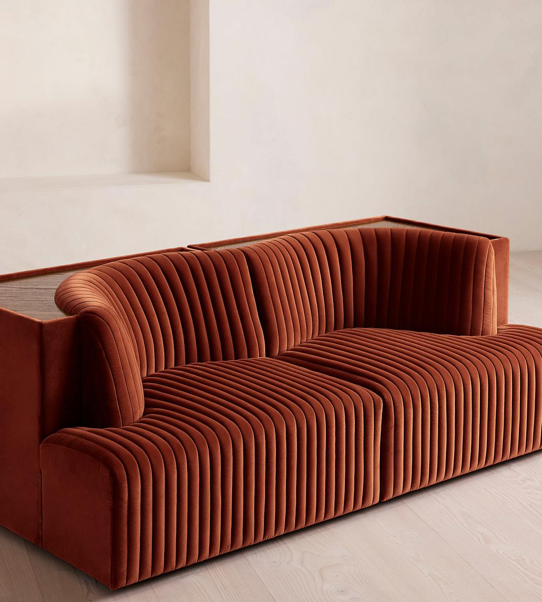 Hamish Modular Sofa - Three Seater - Velvet - Rust - Images - Image 5