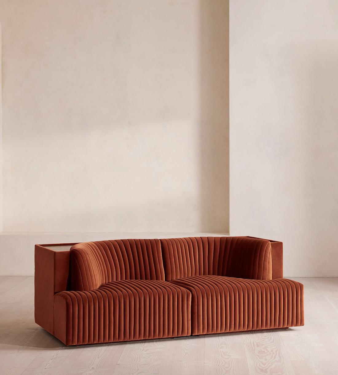Hamish Sectional Sofa - Three Seater - Velvet - Rust - US - Listing - Image 2