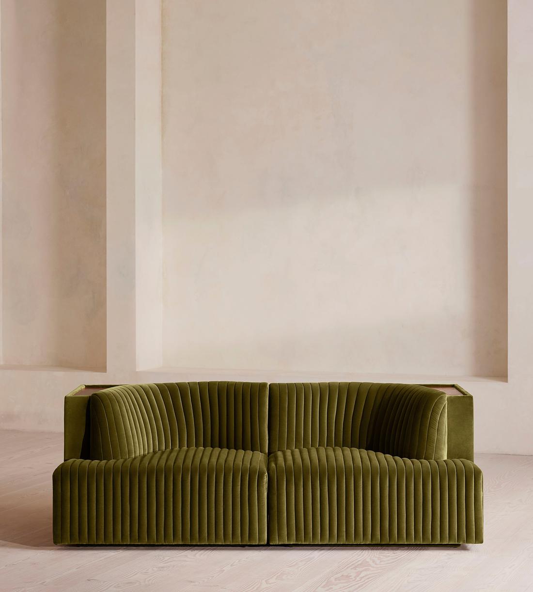 Hamish Modular Sofa - Three Seater - Velvet - Olive - Listing - Image 1
