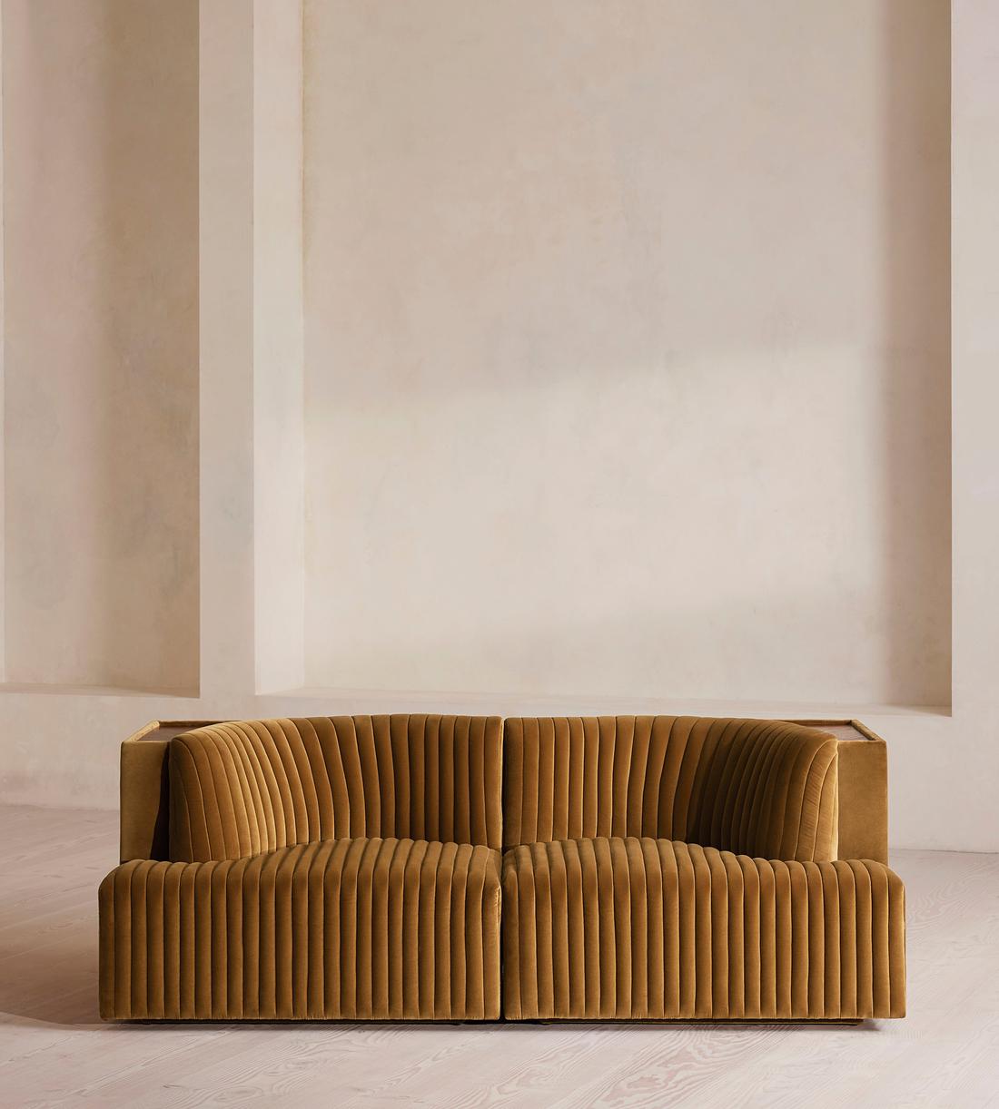 Hamish Modular Sofa - Three Seater - Velvet - Mustard - Listing - Image 1