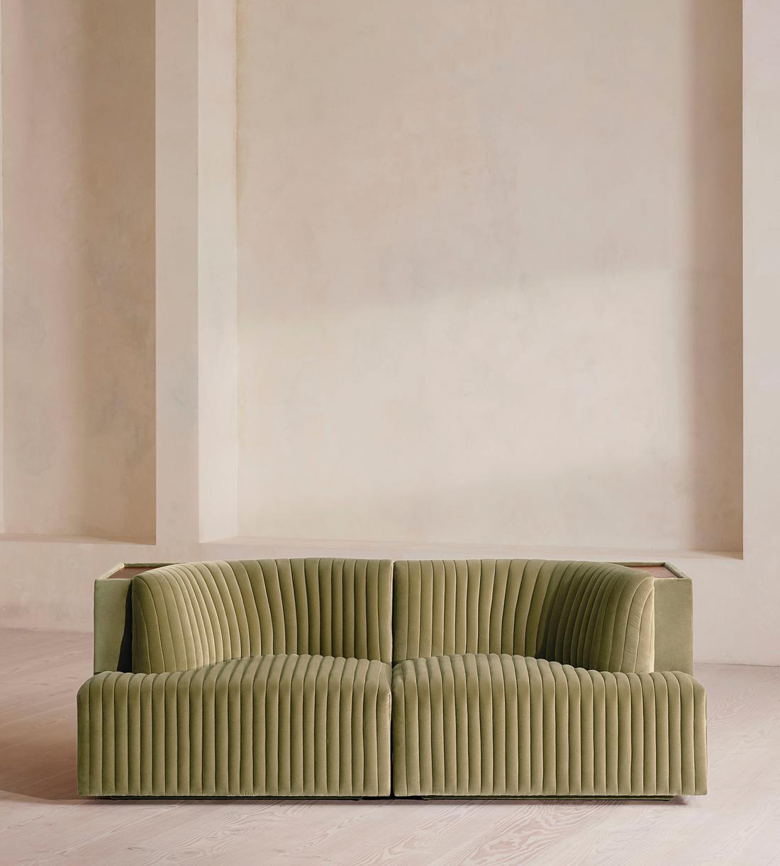Hamish Modular Sofa - Three Seater - Velvet - Lichen - Listing - Image 1