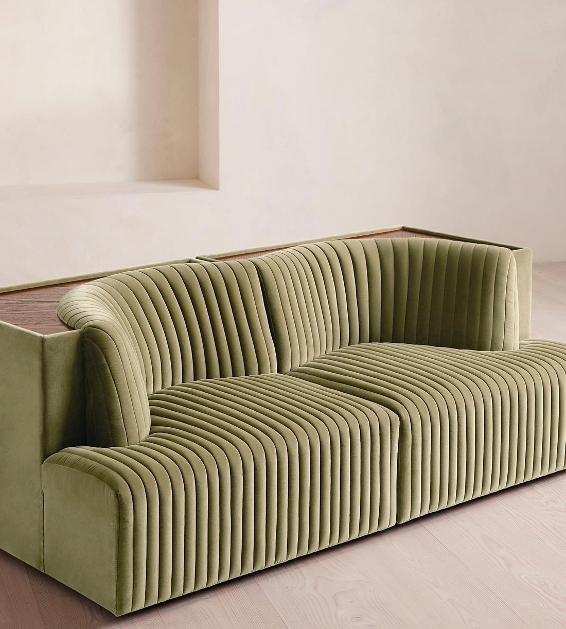 Hamish Modular Sofa - Three Seater - Velvet - Lichen - Images - Image 5