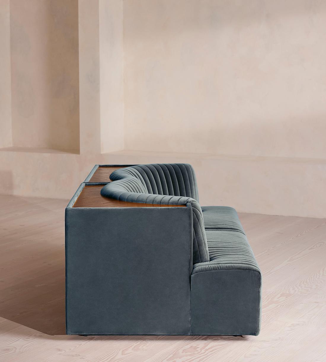 Hamish Modular Sofa - Three Seater - Velvet - Grey Blue - Images - Image 3