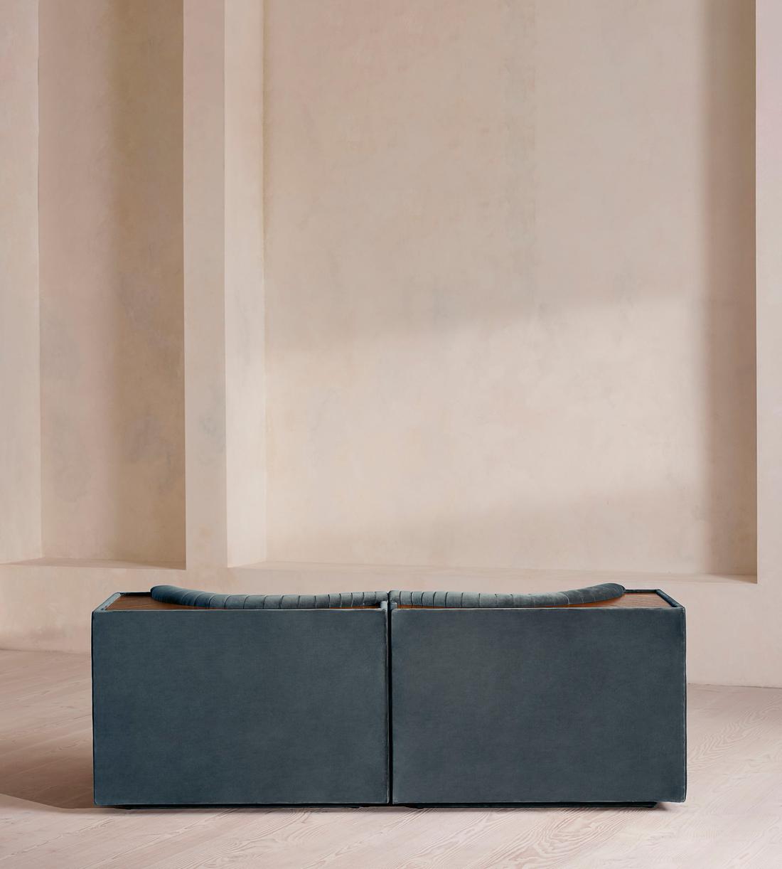 Hamish Modular Sofa - Three Seater - Velvet - Grey Blue - Images - Image 4