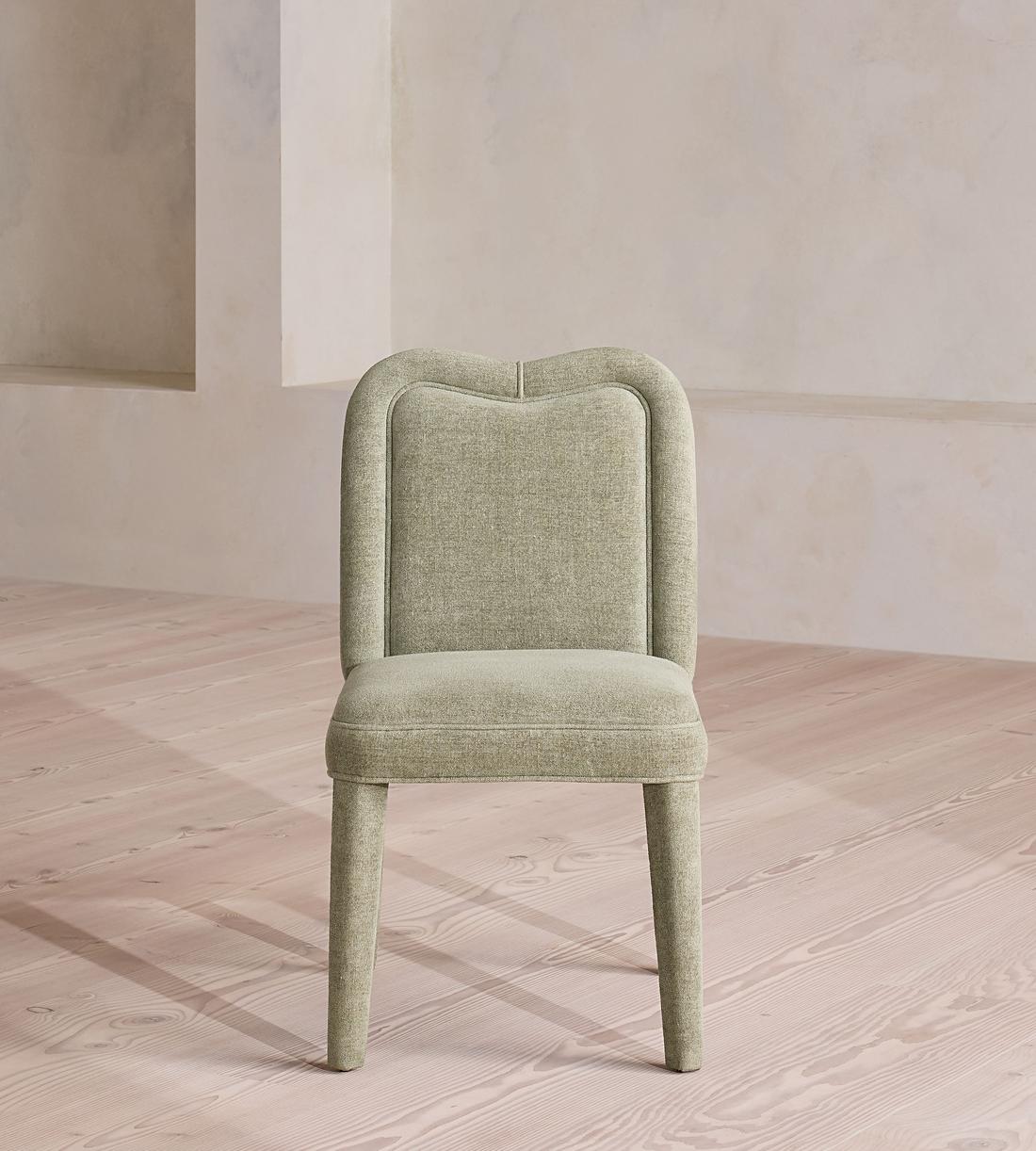 Pair of Keira Dining Chair - Linen Chenille - Sage - UK - Listing - Image 4