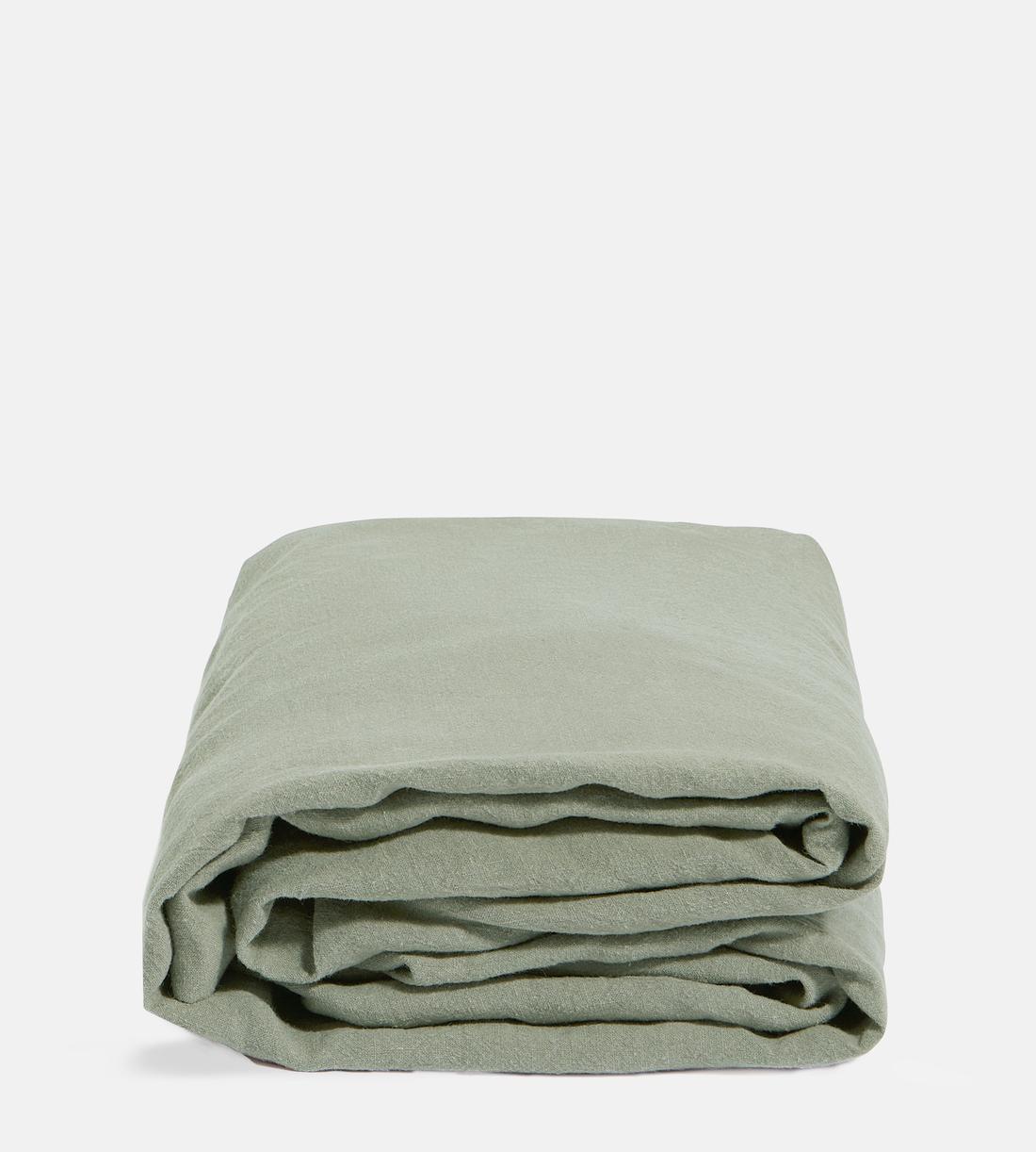 Luna Linen Fitted Sheet - Sage - Queen - US - Listing - Image 1