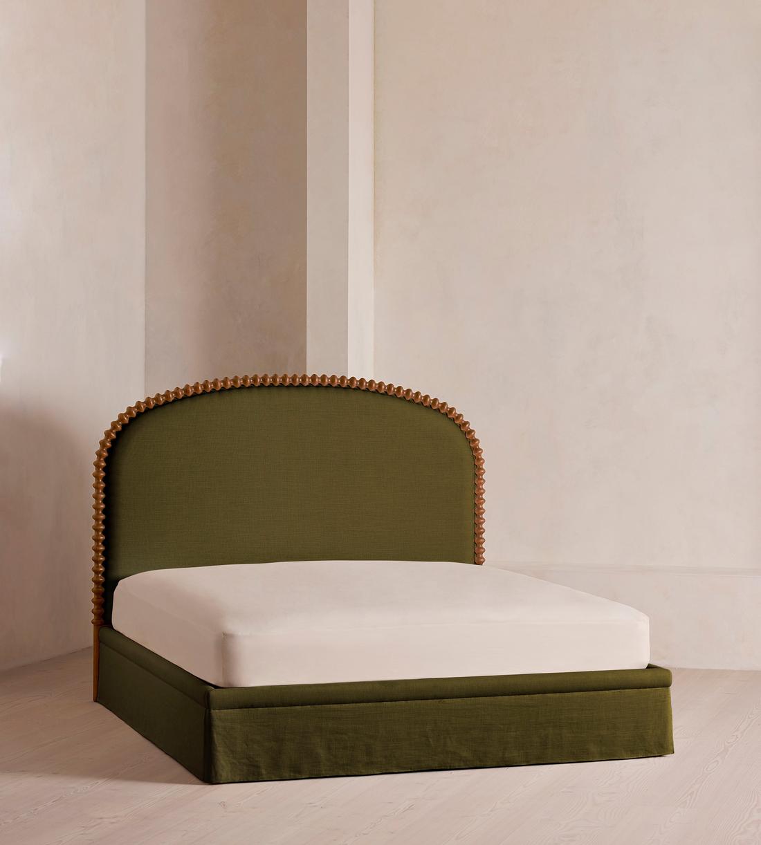Mika Bed - King - Linen - Olive - Listing - Image 1