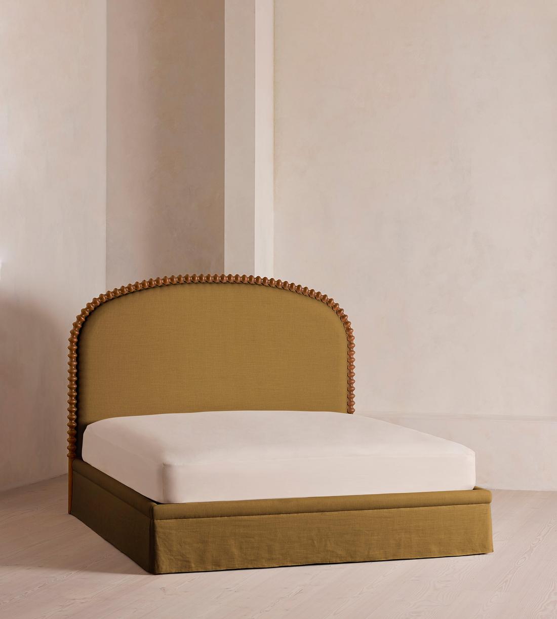 Mika Bed - King - Linen - Ochre - US - Listing - Image 1