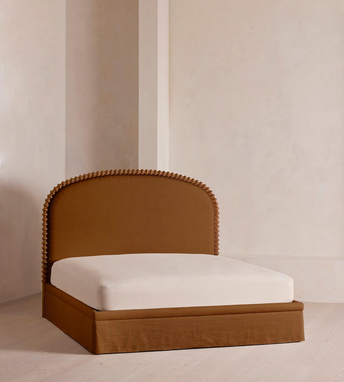 Mika Bed - King - Linen - Terracotta - UK - Listing - Image 1