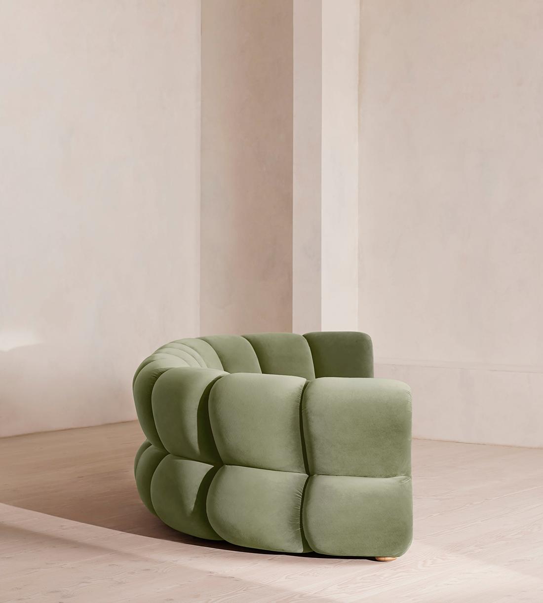 Noelle Modular Curved Sofa - Six Seater - Velvet - Seafoam - UK - Images - Image 3