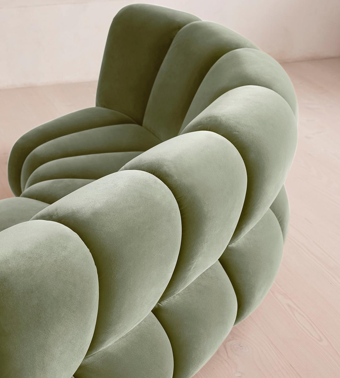 Noelle Sectional Curved Sofa - Six Seater - Velvet - Seafoam - US - Images - Image 5