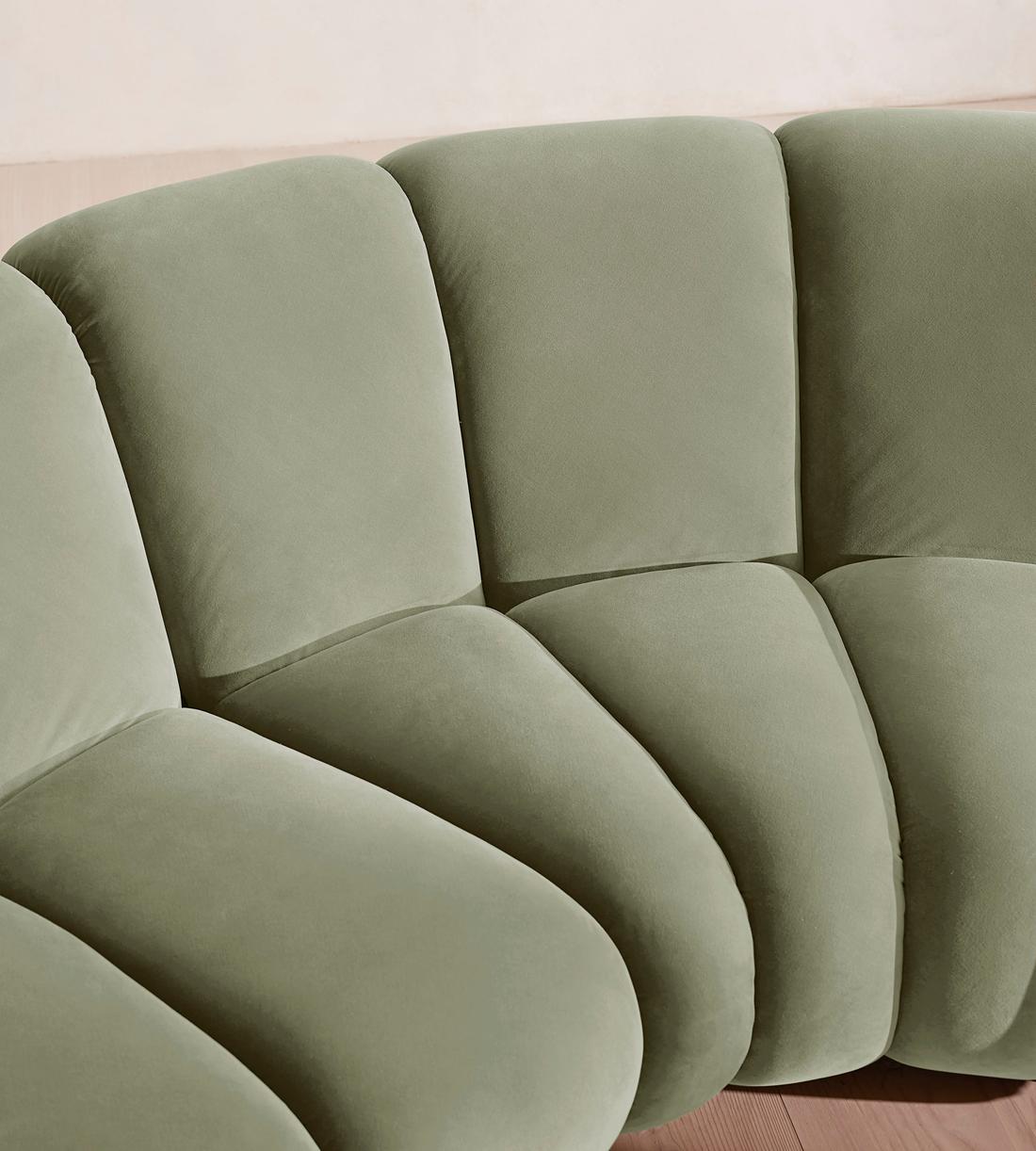 Noelle Sectional Curved Sofa - Six Seater - Velvet - Seafoam - US - Images - Image 6