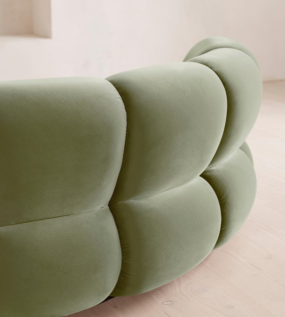 Noelle Sectional Curved Sofa - Four Seater - Velvet - Seafoam - US - Images - Image 5