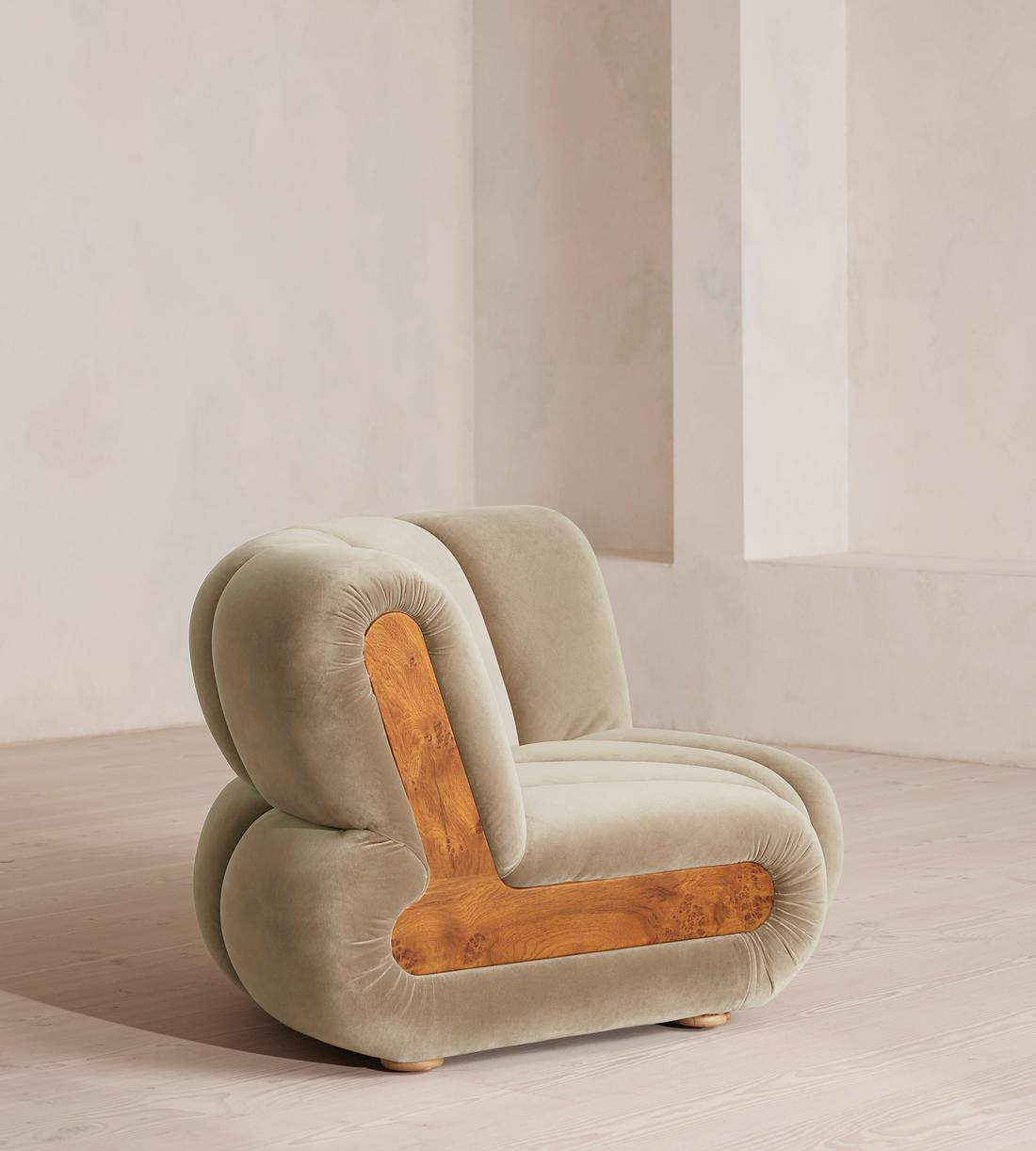 Noelle Modular Curved Armchair - Velvet - Oyster - UK - Images - Image 3