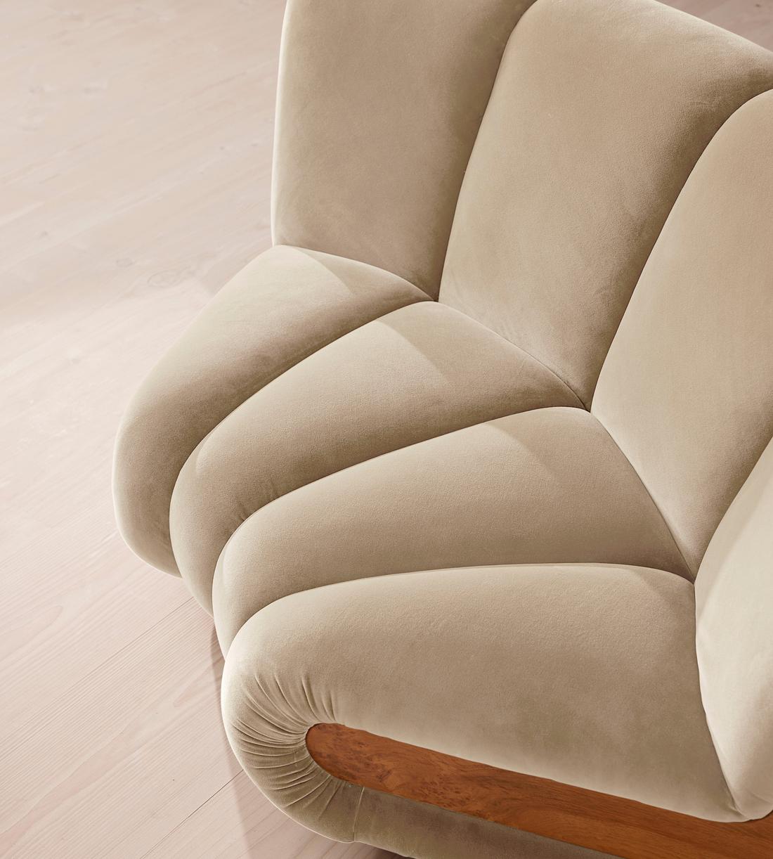Noelle Sectional Curved Armchair - Velvet - Oyster - US - Images - Image 6