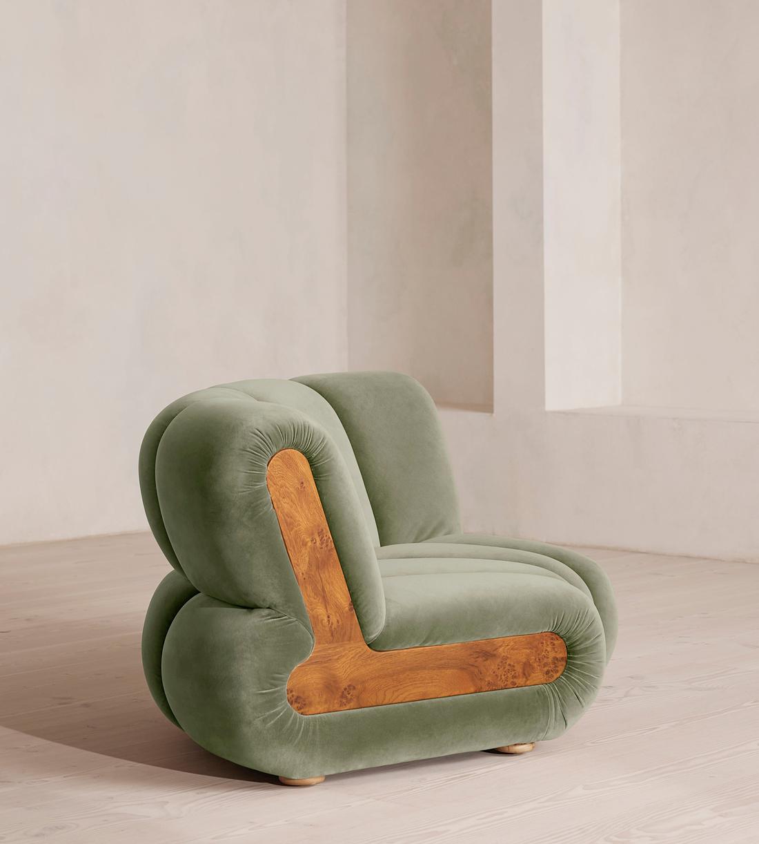 Noelle Modular Curved Armchair - Velvet - Seafoam - UK - Images - Image 3