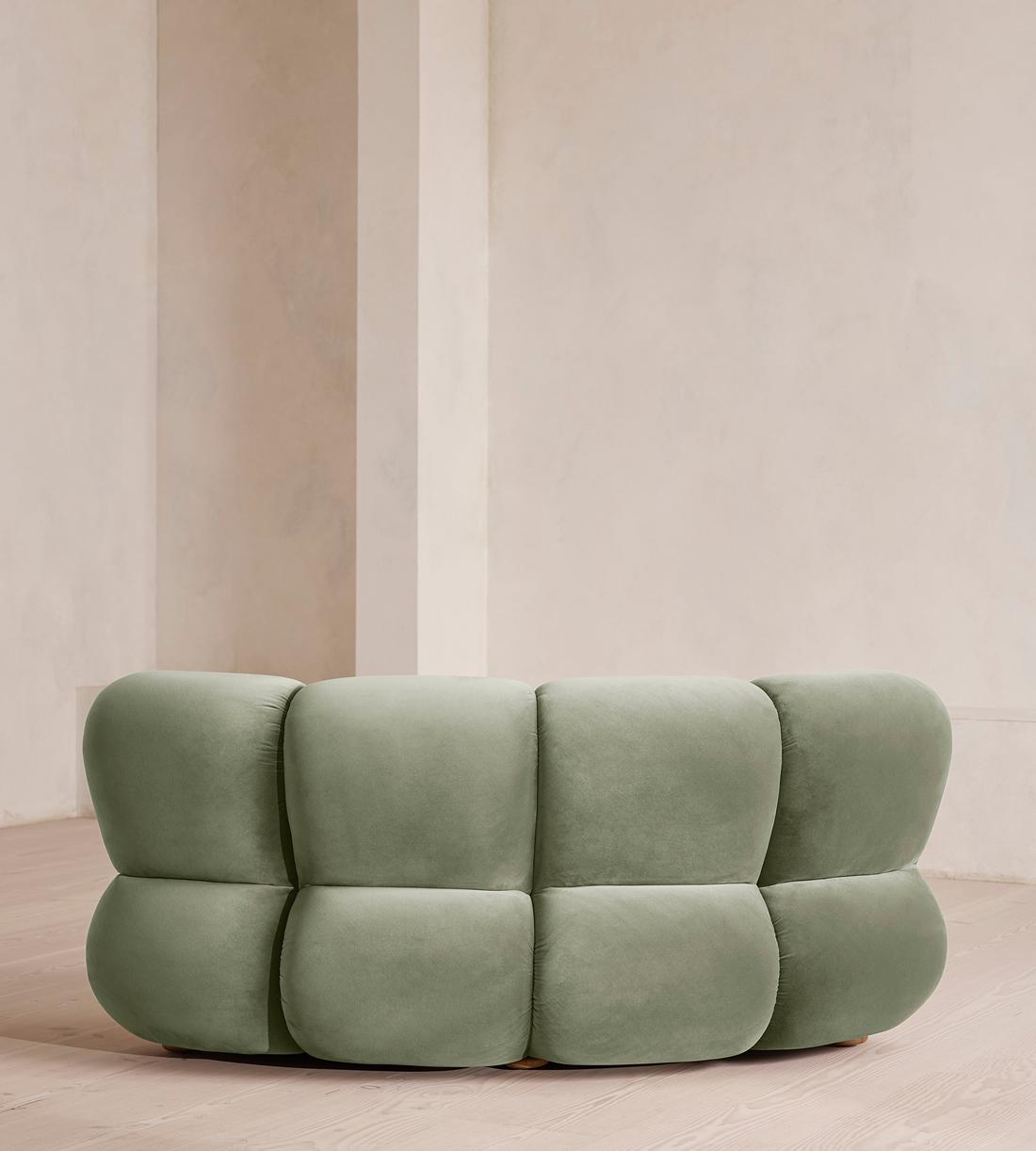 Noelle Sectional Curved Armchair - Velvet - Seafoam - US - Images - Image 4