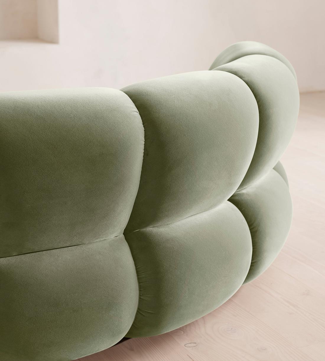 Noelle Sectional Curved Armchair - Velvet - Seafoam - US - Images - Image 5
