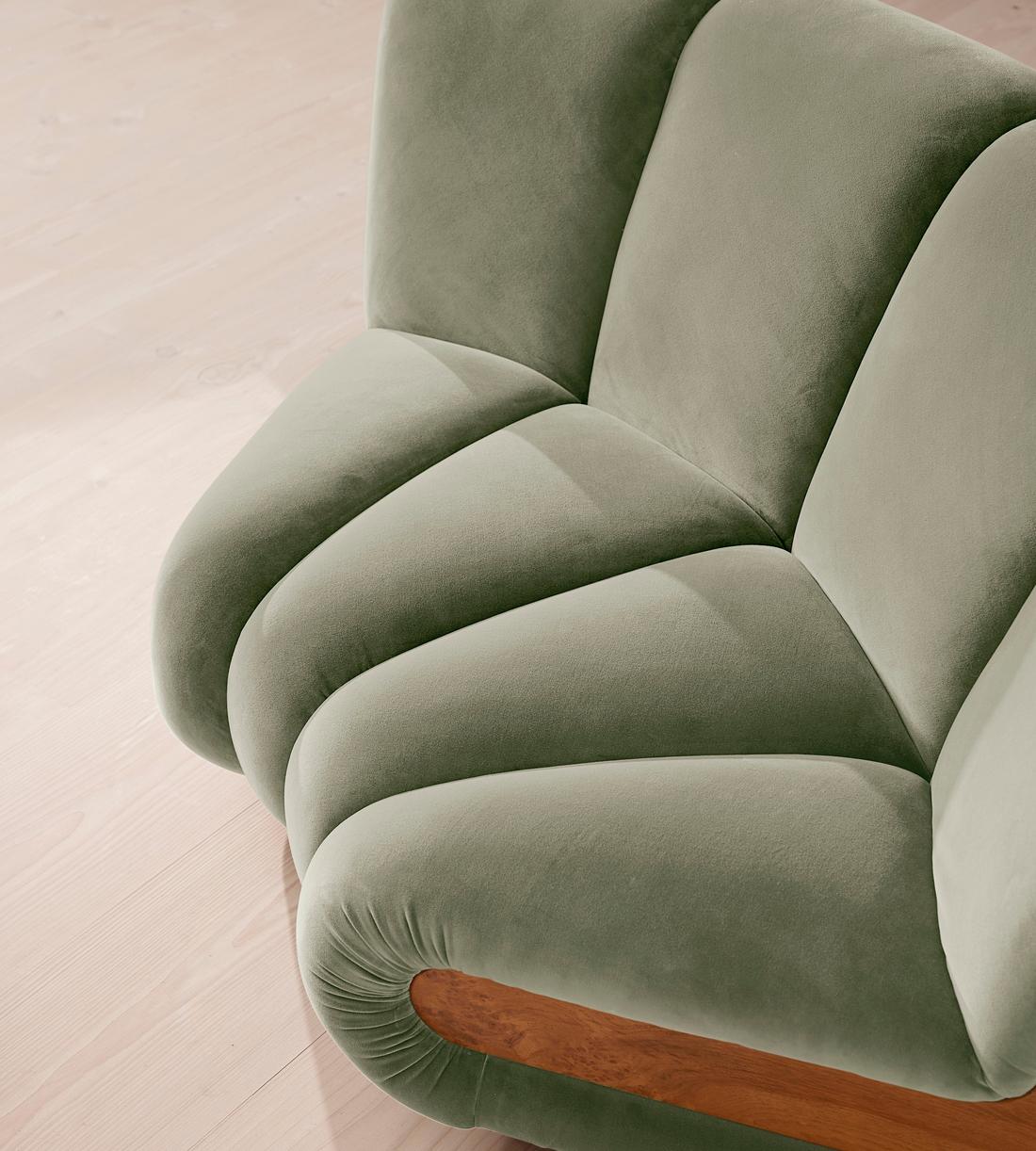Noelle Sectional Curved Armchair - Velvet - Seafoam - US - Images - Image 6