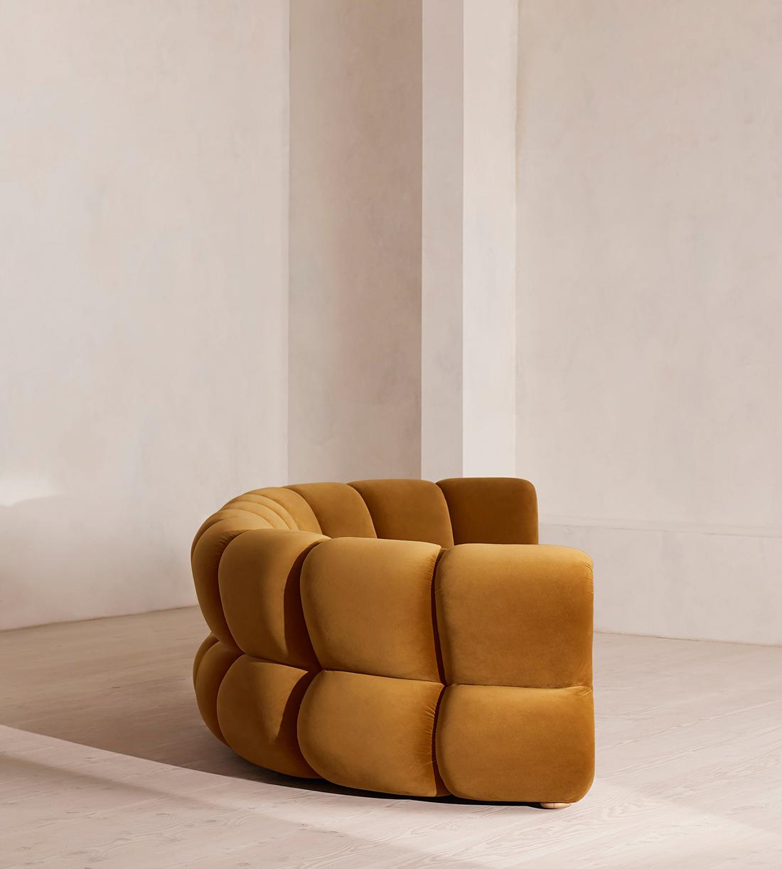 Noelle Modular Curved Sofa - Six Seater - Velvet Mustard - Images - Image 4