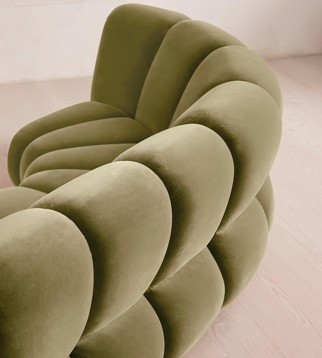 Noelle Modular Curved Sofa - Six Seater - Velvet Lichen - Images - Image 6