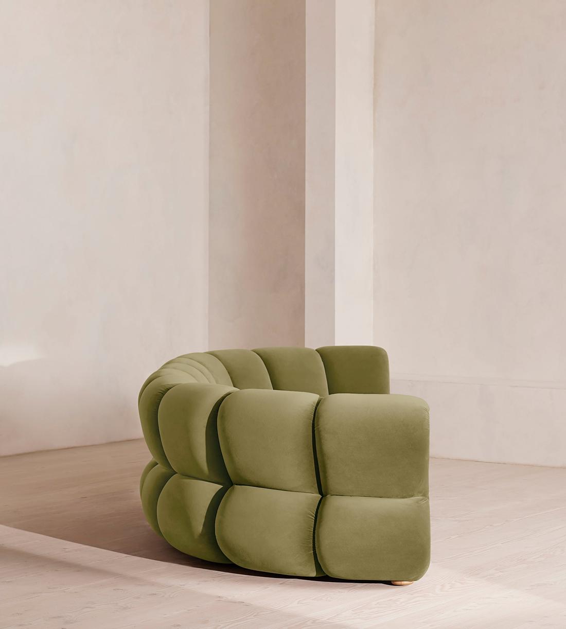 Noelle Sectional Curved Sofa - Six Seater - Velvet Lichen - US - Images - Image 4