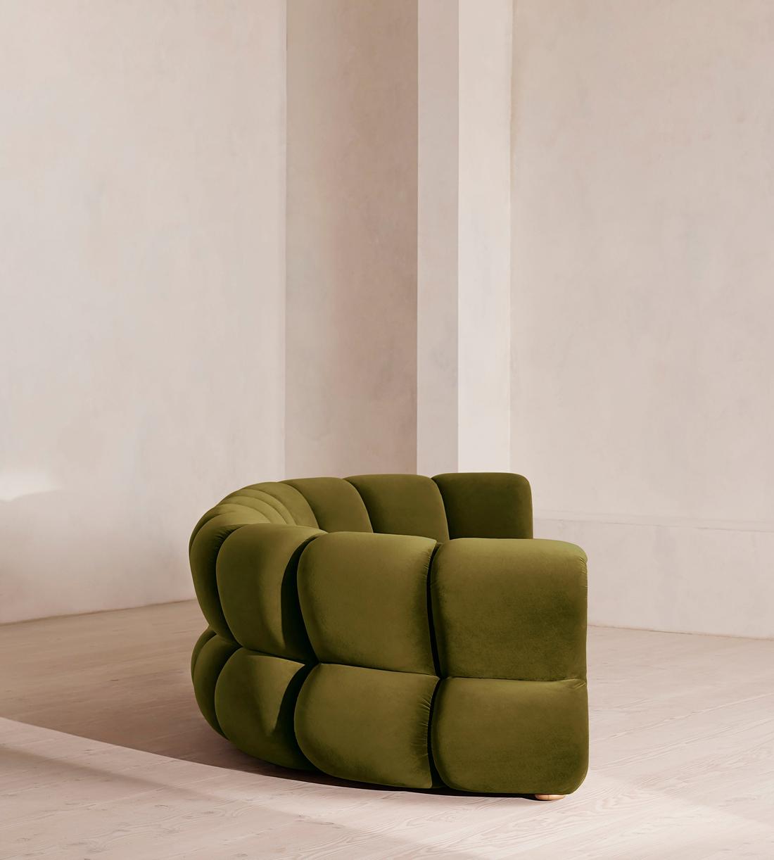 Noelle Modular Curved Sofa - Six Seater - Velvet Olive - Images - Image 4