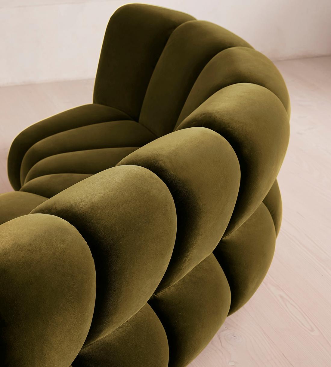 Noelle Modular Curved Sofa - Six Seater - Velvet Olive - Images - Image 6