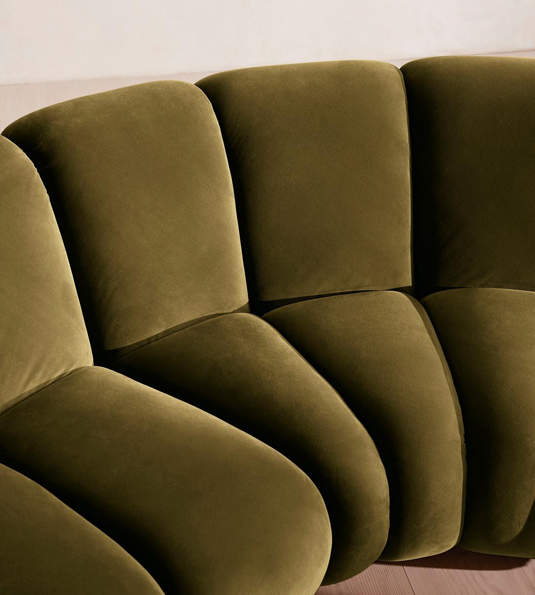 Noelle Modular Curved Sofa - Six Seater - Velvet Olive - Images - Image 7