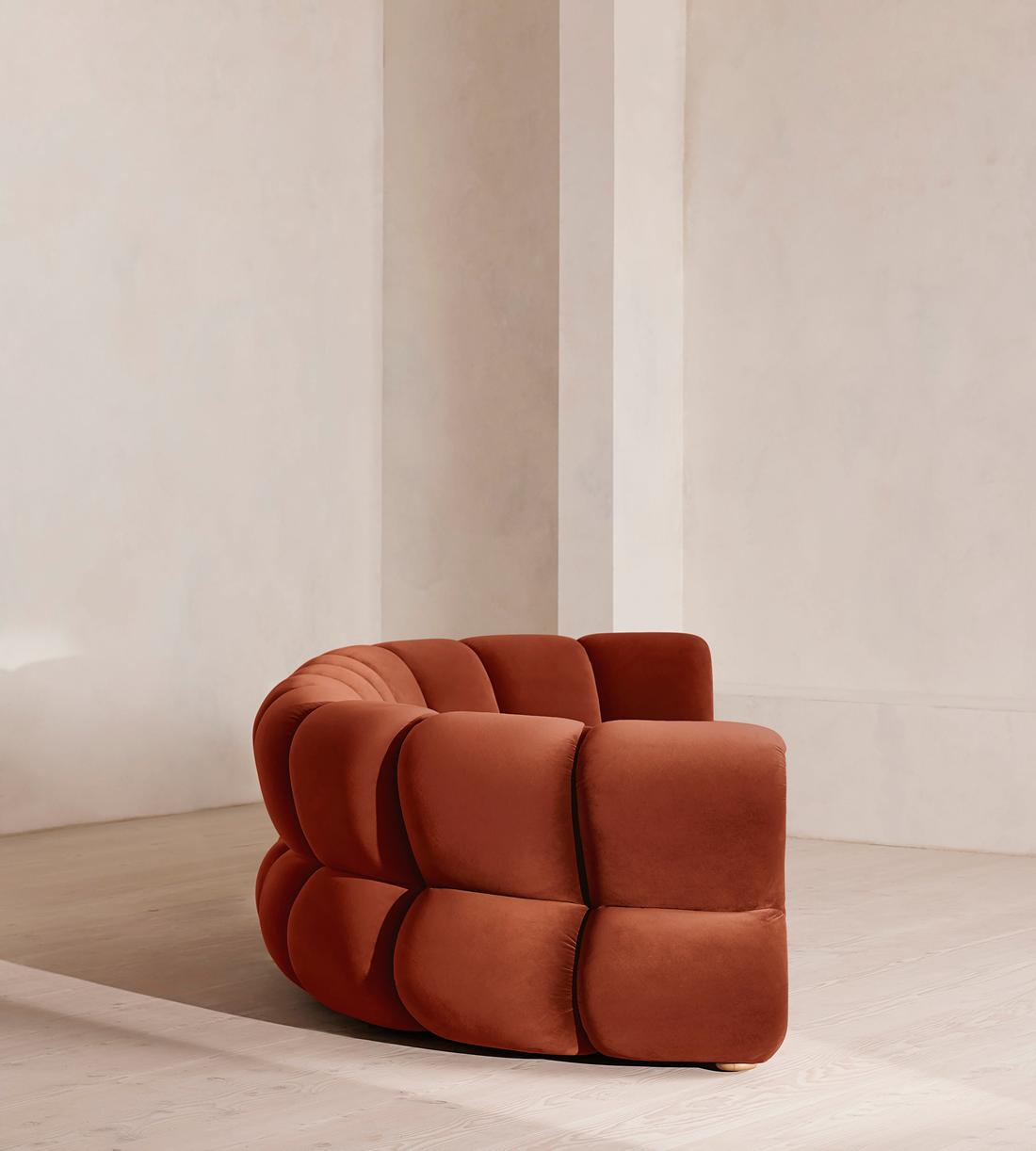 Noelle Modular Curved Sofa - Six Seater - Velvet Rust - Images - Image 4